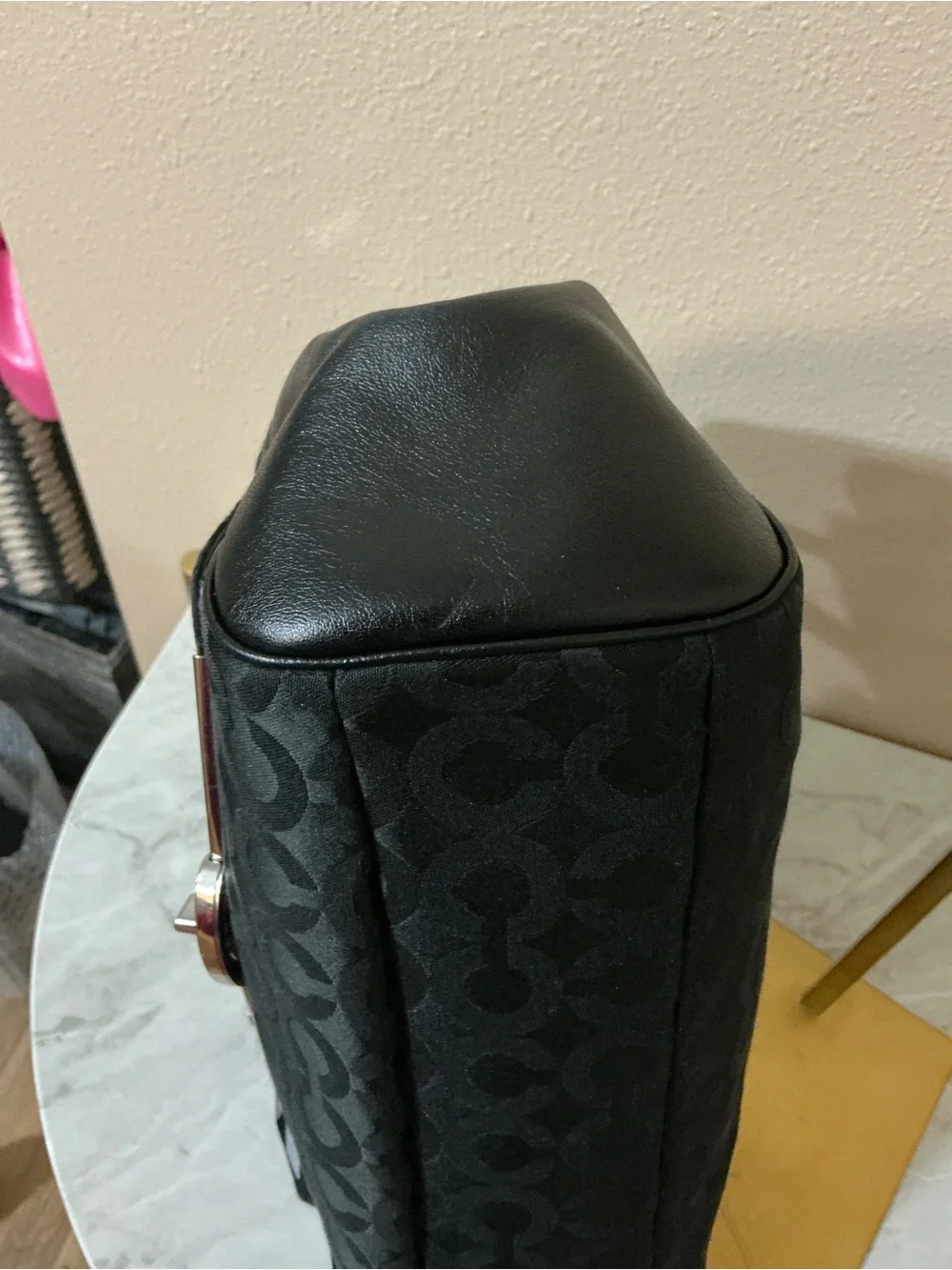Coach Madison Op Art Sateen Madeline Satchel with Silver Hardware. (EUC)